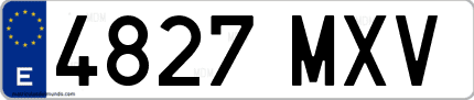 Ejemplo de matrícula de coche ordinaria 4827 MXV