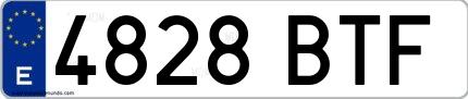 Ejemplo de matrícula española 4828 BTF