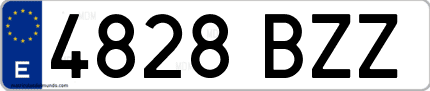 Ejemplo de matrícula de coche ordinaria 4828 BZZ