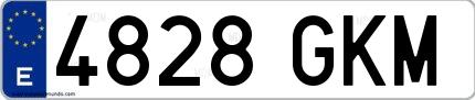 Ejemplo de matrícula española 4828 GKM