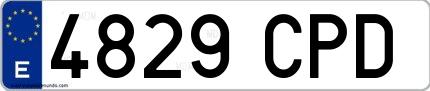 Ejemplo de matrícula española 4829 CPD