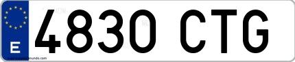Ejemplo de matrícula española 4830 CTG