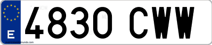 Ejemplo de matrícula de coche ordinaria 4830 CWW