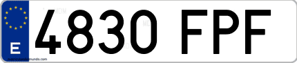 Ejemplo de matrícula de coche ordinaria 4830 FPF