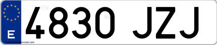 Ejemplo de matrícula española 4830 JZJ