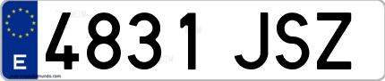 Ejemplo de matrícula de coche ordinaria 4831 JSZ