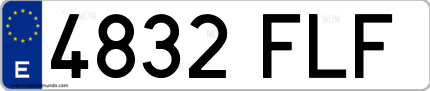Ejemplo de matrícula de coche ordinaria 4832 FLF