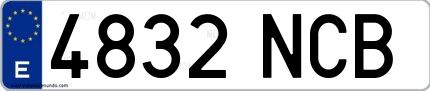 Ejemplo de matrícula española 4832 NCB