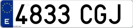 Ejemplo de matrícula española 4833 CGJ