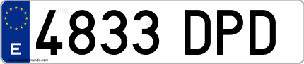 Ejemplo de matrícula de coche ordinaria 4833 DPD