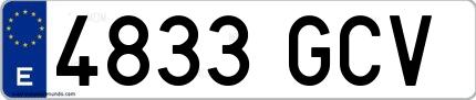 Ejemplo de matrícula española 4833 GCV