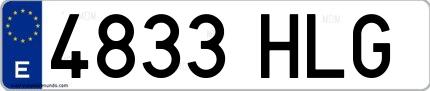 Ejemplo de matrícula española 4833 HLG