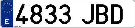 Ejemplo de matrícula española 4833 JBD