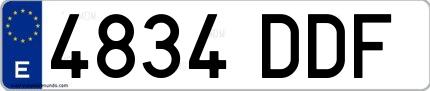Ejemplo de matrícula española 4834 DDF