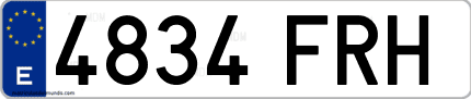 Ejemplo de matrícula de coche ordinaria 4834 FRH