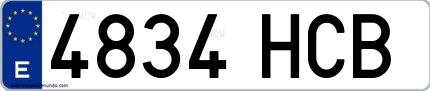 Ejemplo de matrícula española 4834 HCB