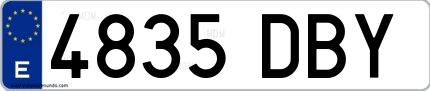 Ejemplo de matrícula española 4835 DBY