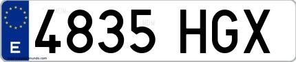 Ejemplo de matrícula española 4835 HGX