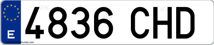 Ejemplo de matrícula de coche ordinaria 4836 CHD