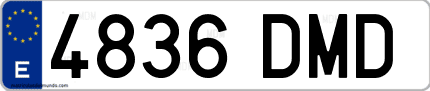 Ejemplo de matrícula de coche ordinaria 4836 DMD