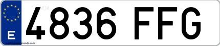 Ejemplo de matrícula española 4836 FFG