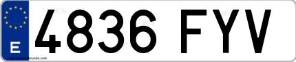 Ejemplo de matrícula española 4836 FYV
