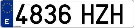 Ejemplo de matrícula española 4836 HZH