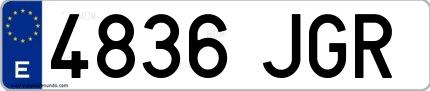 Ejemplo de matrícula española 4836 JGR
