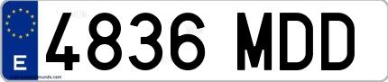 Ejemplo de matrícula española 4836 MDD