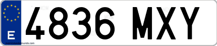 Ejemplo de matrícula de coche ordinaria 4836 MXY
