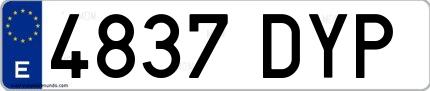 Ejemplo de matrícula española 4837 DYP