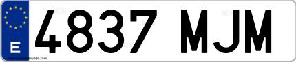 Ejemplo de matrícula de coche ordinaria 4837 MJM