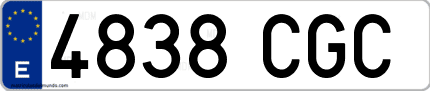Ejemplo de matrícula de coche ordinaria 4838 CGC