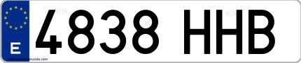 Ejemplo de matrícula española 4838 HHB