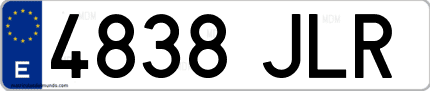 Ejemplo de matrícula de coche ordinaria 4838 JLR