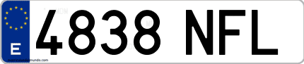 Ejemplo de matrícula de coche ordinaria 4838 NFL