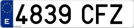 Ejemplo de matrícula española 4839 CFZ