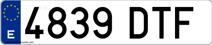 Ejemplo de matrícula de coche ordinaria 4839 DTF