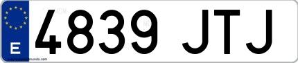 Ejemplo de matrícula española 4839 JTJ