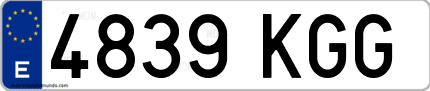 Ejemplo de matrícula de coche ordinaria 4839 KGG