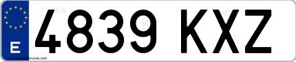 Ejemplo de matrícula española 4839 KXZ