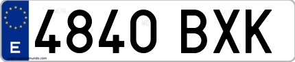 Ejemplo de matrícula de coche ordinaria 4840 BXK
