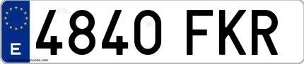 Ejemplo de matrícula de coche ordinaria 4840 FKR