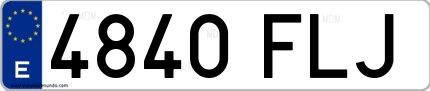 Ejemplo de matrícula española 4840 FLJ