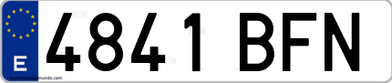 Ejemplo de matrícula de coche ordinaria 4841 BFN
