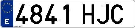 Ejemplo de matrícula española 4841 HJC
