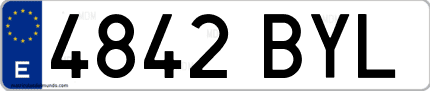 Ejemplo de matrícula de coche ordinaria 4842 BYL