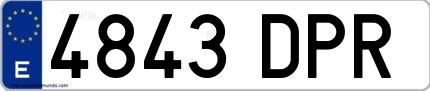 Ejemplo de matrícula española 4843 DPR