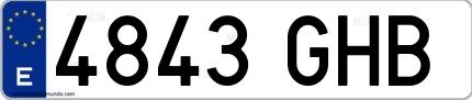 Ejemplo de matrícula española 4843 GHB