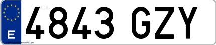 Ejemplo de matrícula española 4843 GZY
